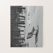 Park Benches onder een mid Winters Scene Family Fu Legpuzzel (Verticaal)