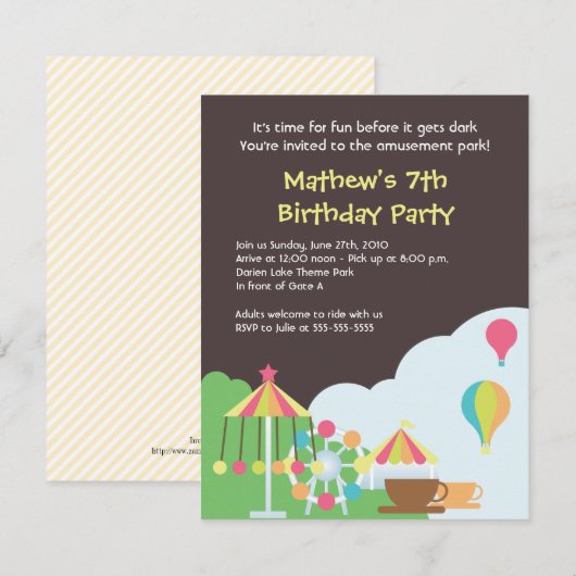 Park Birthday Invitation Kaart (Voorkant / Achterkant)