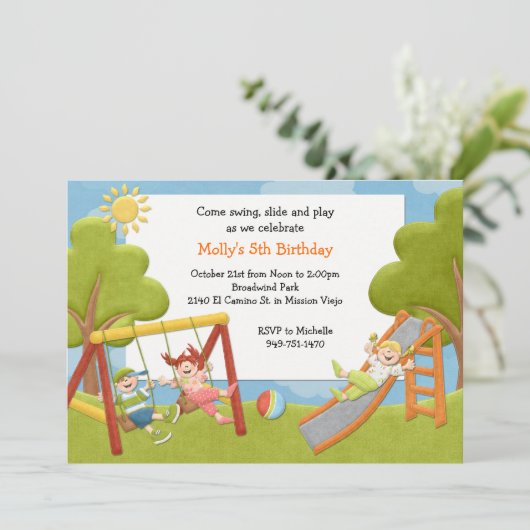 Park Birthday Party Invitation Kaart (Staand voorkant)