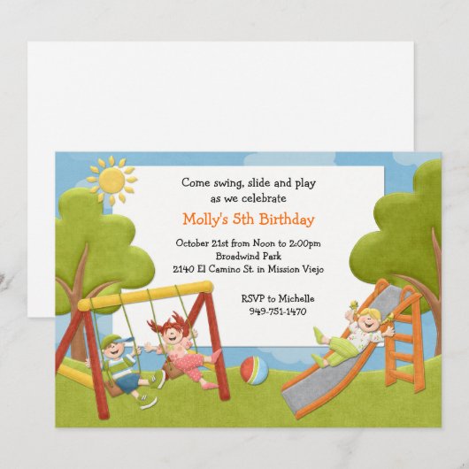 Park Birthday Party Invitation Kaart (Voorkant / Achterkant)