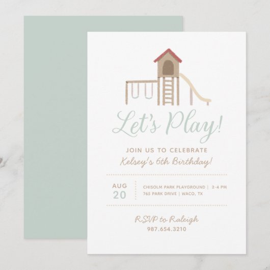 Park Birthday Party Playground Kaart (Voorkant / Achterkant)