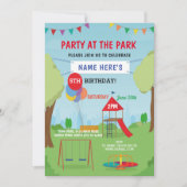 Park Birthday Party Slide Swings Outdoor Fun Kaart (Voorkant)
