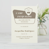 Park Camp Theme Bachelorette Weekendschema Kaart (Staand voorkant)