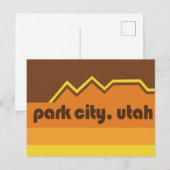 Park City Retro Brown Stripes Briefkaart (Voorkant / Achterkant)