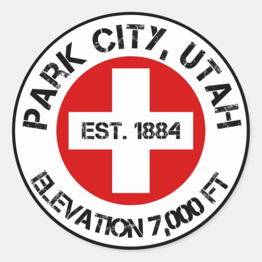 Park City Round Sticker Ski Patrol Style (Voorkant)