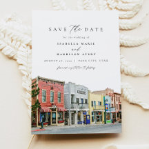 PARK CITY Utah Aquarel Berg Save the Date