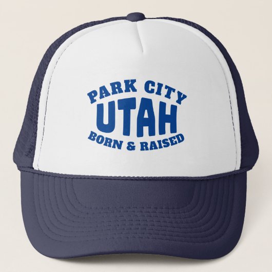 Park City Utah Born en Raised Trucker Pet (Voorkant)