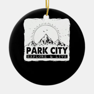 Park City Utah Exken en live verdringing Keramisch Ornament