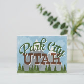Park City Utah Fun Retro Snowy Mountains Briefkaart (Staand voorkant)