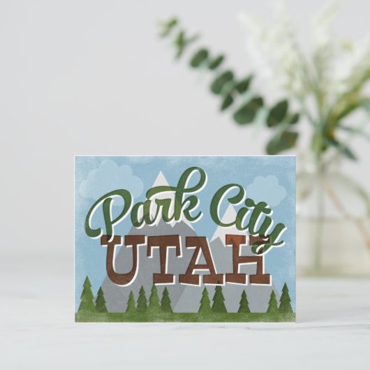 Park City Utah Fun Retro Snowy Mountains Briefkaart (Staand voorkant)