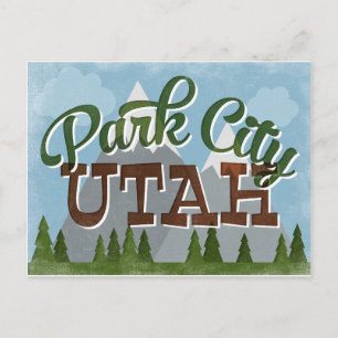 Park City Utah Fun Retro Snowy Mountains Briefkaart