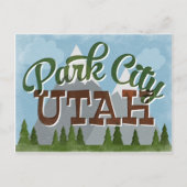 Park City Utah Fun Retro Snowy Mountains Briefkaart (Voorkant)
