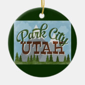 Park City Utah Fun Retro Snowy Mountains Keramisch Ornament (Voorkant)