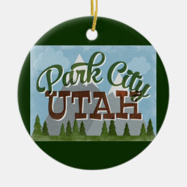 Park City Utah Fun Retro Snowy Mountains Keramisch Ornament