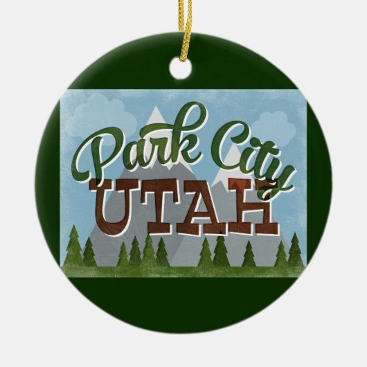 Park City Utah Fun Retro Snowy Mountains Keramisch Ornament (Voorkant)