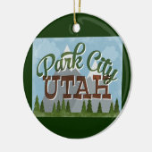 Park City Utah Fun Retro Snowy Mountains Keramisch Ornament (Links)