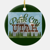 Park City Utah Fun Retro Snowy Mountains Keramisch Ornament (Achterkant)