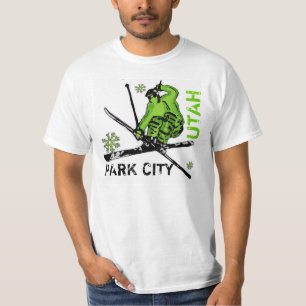 Park City Utah groen thema skier value t-shirt