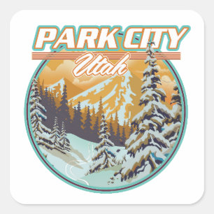 Park City Utah Reizen Logo Vierkante Sticker