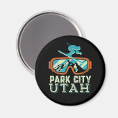Park City Utah Retro Skiing Snowboarding Magneet (Voorkant / Achterkant)