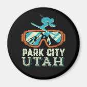 Park City Utah Retro Skiing Snowboarding Magneet (Voorkant)