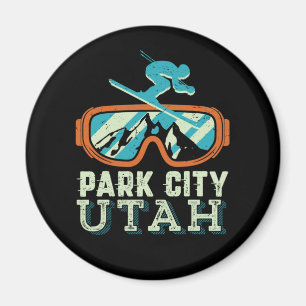 Park City Utah Retro Skiing Snowboarding Magneet