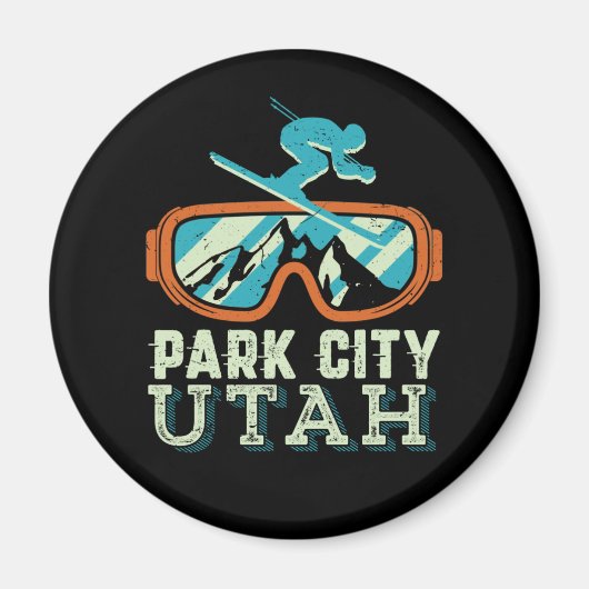 Park City Utah Retro Skiing Snowboarding Magneet (Voorkant)