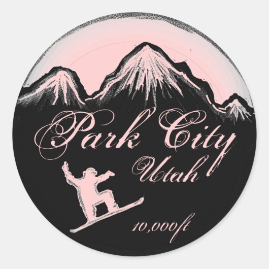 Park City Utah roze snowboard kunst stickers (Voorkant)