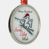 Park City Utah santa ski pet Metalen Ornament (Rechts)