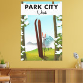 Park City Utah Ski poster Canvas Afdruk (Insitu (Woonkamer))