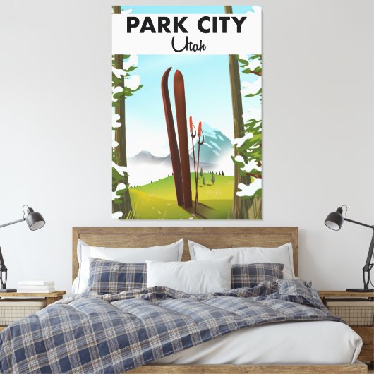 Park City Utah Ski poster Canvas Afdruk (Insitu (Slaapkamer))