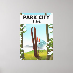 Park City Utah Ski poster Canvas Afdruk