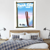 Park city Utah ski reisposter Canvas Afdruk (Insitu (Slaapkamer))