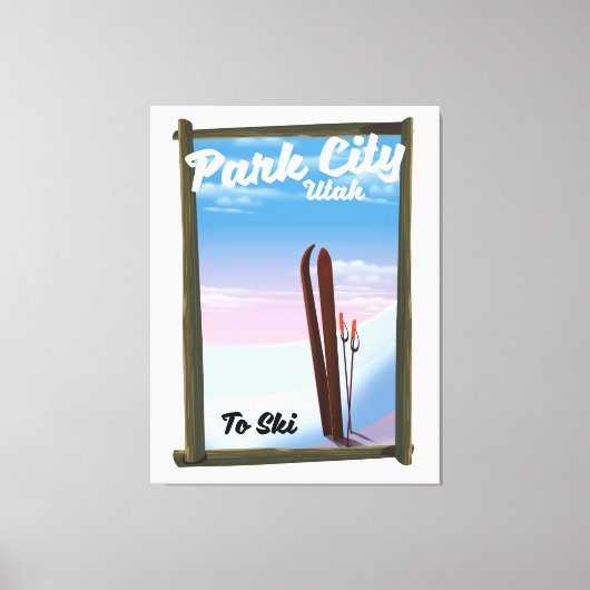 Park city Utah ski reisposter Canvas Afdruk (Voorkant)