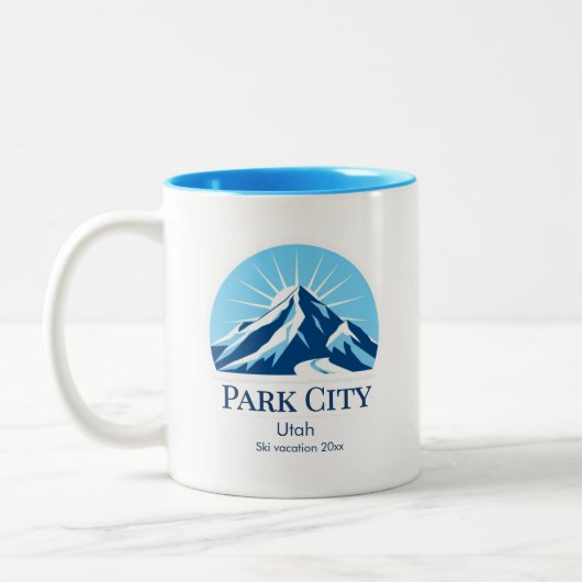 Park City Utah ski resort souvenir Tweekleurige Koffiemok (Links)