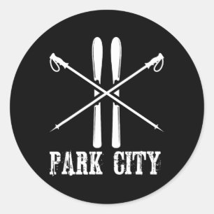 Park City Utah Ski Skier Nordic Alpine Down Ronde Sticker