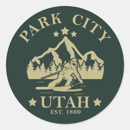Park City Utah skiën Ronde Sticker (Voorkant)