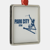 Park City Utah Skier Metalen Ornament (Rechts)