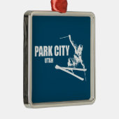 Park City Utah Skier Metalen Ornament (Rechts)