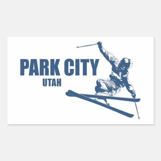 Park City Utah Skier Rechthoekige Sticker (Voorkant)