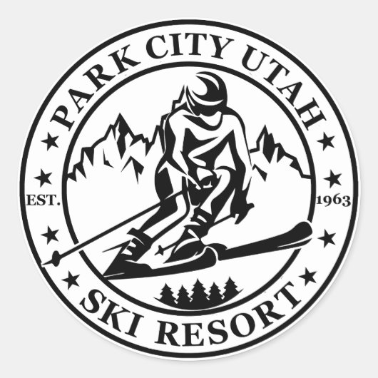 Park city Utah skigebied Ronde Sticker (Voorkant)
