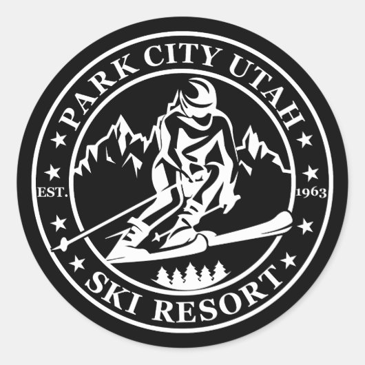 Park city Utah skigebied Ronde Sticker (Voorkant)