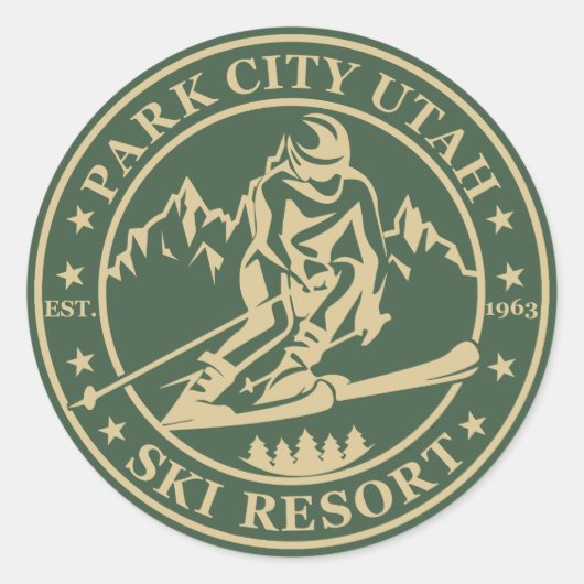 Park city Utah skigebied Ronde Sticker (Voorkant)