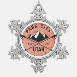 Park City Utah Skiing Ski Tin Sneeuwvlok Ornament