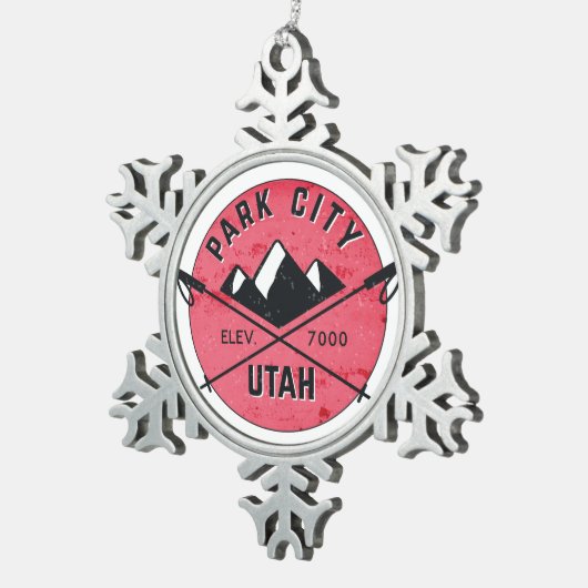 Park City Utah Skiing Ski Tin Sneeuwvlok Ornament (Rechts)