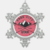Park City Utah Skiing Ski Tin Sneeuwvlok Ornament (Voorkant)