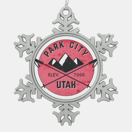 Park City Utah Skiing Ski Tin Sneeuwvlok Ornament (Voorkant)