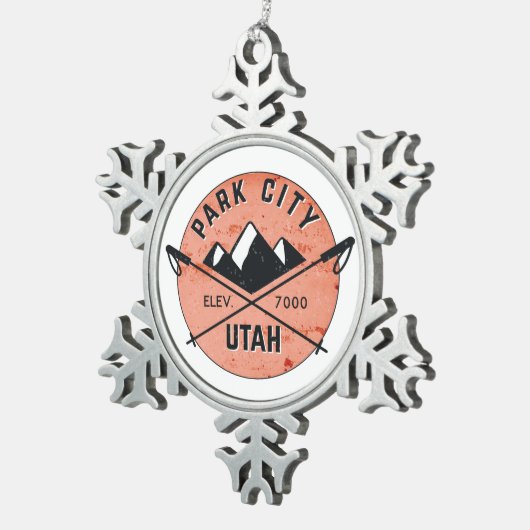 Park City Utah Skiing Ski Tin Sneeuwvlok Ornament (Rechts)