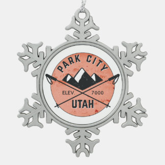 Park City Utah Skiing Ski Tin Sneeuwvlok Ornament