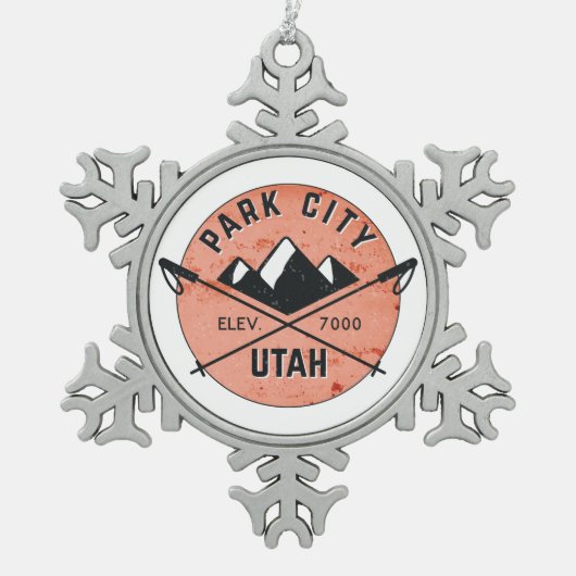 Park City Utah Skiing Ski Tin Sneeuwvlok Ornament (Voorkant)
